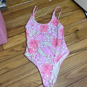 Kulani Kinis Size L pink floral print one piece swimsuit